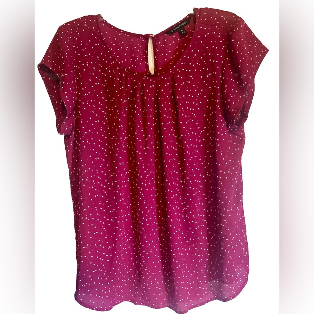 41 Hawthorne Magenta Pink Polka Dot Blouse Size XL